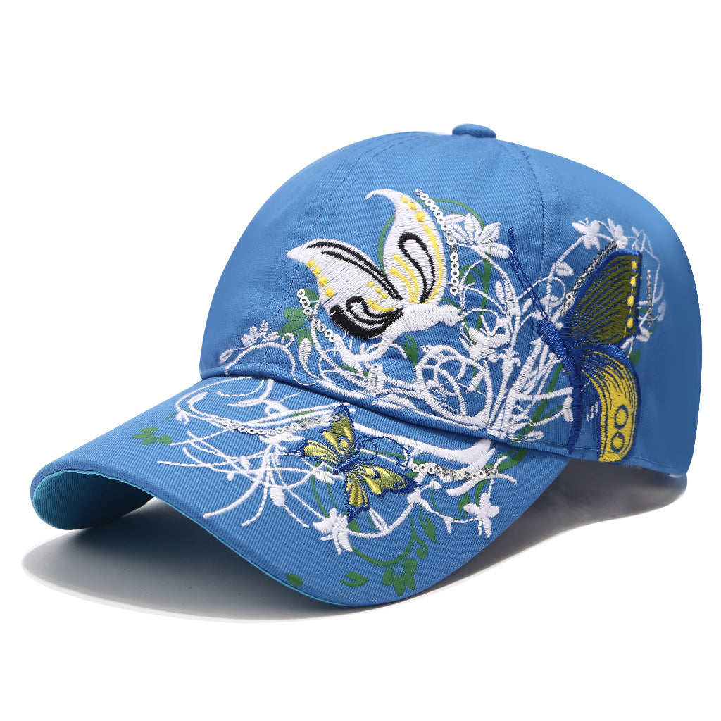 Wholesale Sequined butterfly embroidered baseball cap embroidered peaked cap